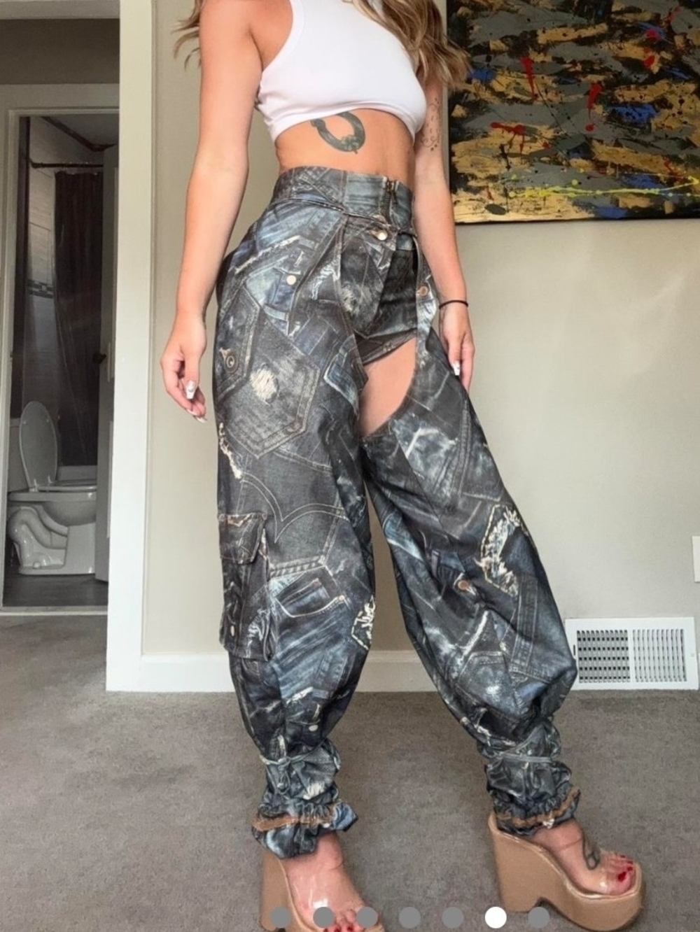 Laina Rauma Denim Print Chaps Sz S
